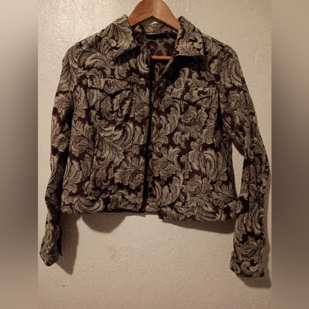 Caribbean Joe Black and Cream Floral Blazer